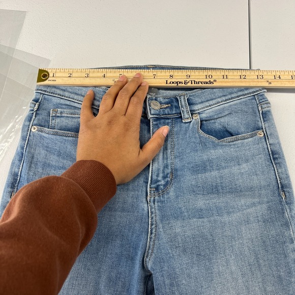 Soho High Waist Straight Jeans Womens 2 Blue Denim Stretch Mid Rise Frayed Hem - Picture 9 of 14